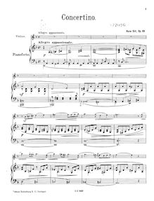 Partition complète, Concertino [pour violon und Orchester] Op. 65, D moll.