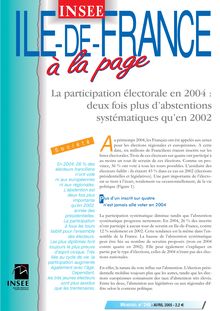 La participation électorale en 2004 : deux fois plus d abstentions systématiques qu en 2002