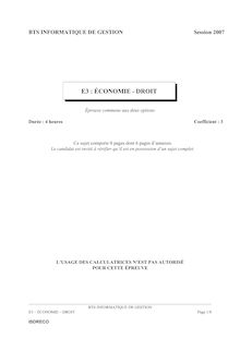Economie - Droit 2007 BTS Informatique de gestion