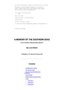 A Memory Of The Southern Seas - 1904