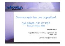 Comment optimiser une proposition? - Call 3 2009  CIP ICT PSP - Paris, 24 février 2009