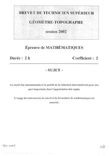 Btsgeotopo 2002 mathematiques
