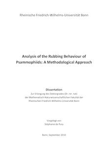 Analysis of the Rubbing Behaviour of Psammophiids [Elektronische Ressource] : a Methodological Approach / Stéphanie de Pury