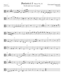 Partition ténor viole de gambe 2, alto clef, Fantasia pour 5 violes de gambe, RC 69