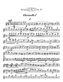 Partition clarinette 1, 2, 3 (en B♭, A), Symphony No.3, Op.27 Sinfonia Espansiva
