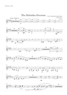 Partition clarinettes 1/2 (B♭), pour Hebrides, Op.26, Fingal s CaveLe Ebridi
