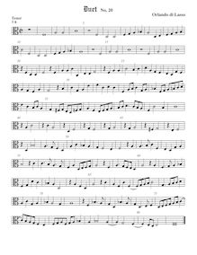 Partition ténor viole de gambe, alto clef, Duodecim bicinia sine textu par Orlande de Lassus