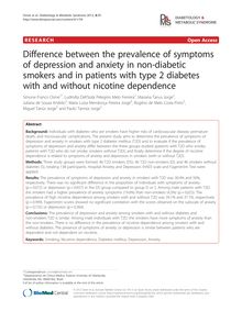 Difference between the prevalence of symptoms of depression and anxiety in non-diabetic smokers and in patients with type 2 diabetes with and without nicotine dependence