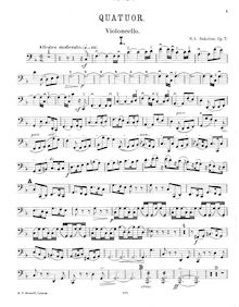 Partition violoncelle, corde quatuor No.1, Op.7, F major, Sokolov, Nikolay