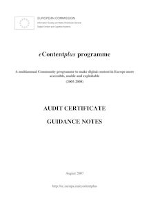 eContentplus Audit Certificate Guidance Notes