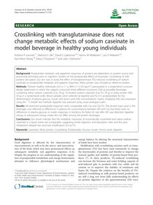 Crosslinking with transglutaminase does not change metabolic effects of sodium caseinate in model beverage in healthy young individuals