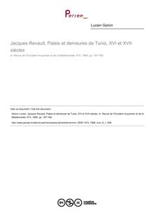 Jacques Revault, Palais et demeures de Tunis, XVI et XVII siècles  ; n°1 ; vol.5, pg 167-169