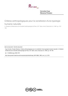 Critères anthropologiques pour la constitution d une typologie humaine naturelle - article ; n°2 ; vol.2, pg 187-199