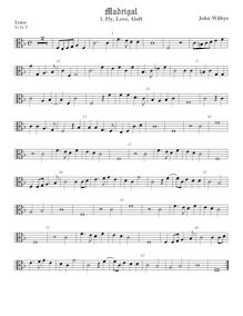 Partition ténor viole de gambe, alto clef, madrigaux - Set 1, Wilbye, John