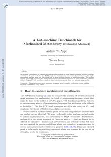 [inria-00289543, v1] A list-machine benchmark for mechanized metatheory (extended abstract)