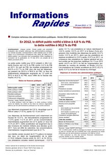 Etude de l INSEE : Comptes nationaux des administrations publiques - Année 2012 (premiers résultats | 29/03/2013)