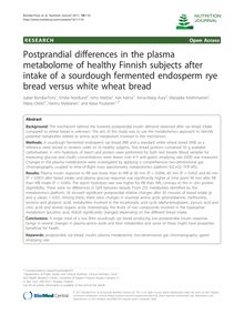 Postprandial differences in the plasma metabolome of healthy Finnish subjects after intake of a sourdough fermented endosperm rye bread versus white wheat bread