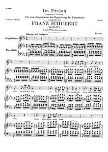 Partition complète, Im Freien, D.880, In the Open, Schubert, Franz par Franz Schubert