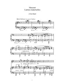 Partition complète (F minor: haut voix et piano), Larmes maternelles