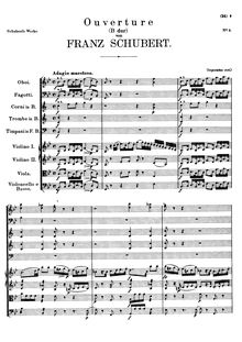 Partition complète, Overture en B flat pour orchestre, D.470, Schubert, Franz