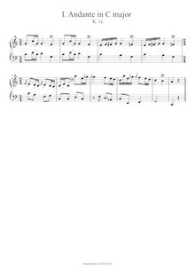 Partition Andante en C major, K.1a, Nannerl s Music Book, Mozart, Wolfgang Amadeus
