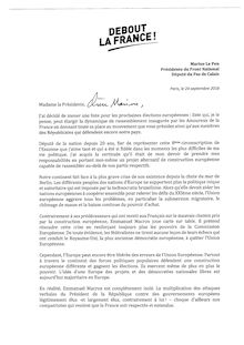 Lettre de Nicolas Dupont-Aignan à Marine Le Pen