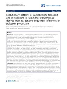 Evolutionary patterns of carbohydrate transport and metabolism in Halomonas boliviensisas derived from its genome sequence: influences on polyester production