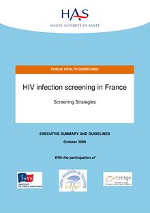 Dépistage de l’infection par le VIH en France  stratégies et dispositif de dépistage - HIV infection screening in France - Screening Strategies - executive summary