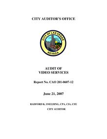 12 CAO 0201-0607-12 Audit of Video Services