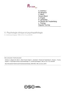 Psychologie clinique et psychopathologie - compte-rendu ; n°2 ; vol.56, pg 624-639