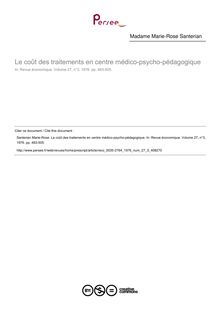 Le coût des traitements en centre médico-psycho-pédagogique - article ; n°3 ; vol.27, pg 483-505