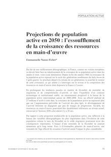 Projections de population active en 2050 : l essoufflement de la croissance des ressources en main-d oeuvre