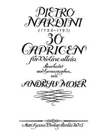 Partition complète, 30 Caprices pour violon, Nardini, Pietro