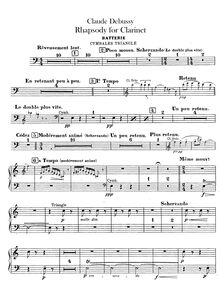 Partition Percussion (Triangle et cymbales), Première rapsodie, Debussy, Claude