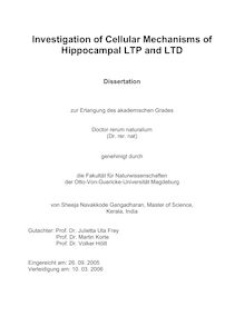 Investigation of cellular mechanisms of hippocampal LTP and LTD [Elektronische Ressource] / von Sheeja Navakkode Gangadharan