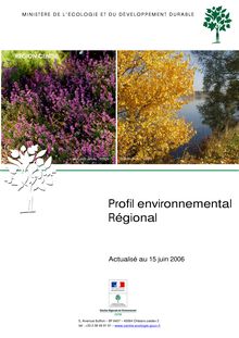 Profil environnemental de la région Centre - Actualisation 2010. Cédérom.