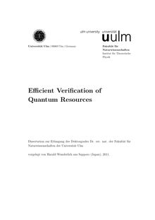 Efficient verification of quantum resources [Elektronische Ressource] / vorgelegt von Harald Wunderlich