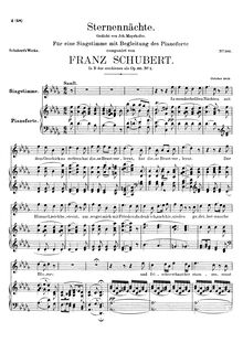 Partition voix + partition de piano, Die Sternennächte, D.670 (Op.165 No.2)