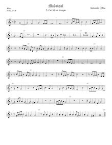 Partition ténor viole de gambe 1, aigu clef, Il terzo libro de madrigali a cinque voci nuovamente composto & dato en luce par Antonio Cifra