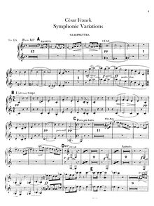 Partition clarinette 1/2 (en A), Variations Symphoniques pour piano et orchestre