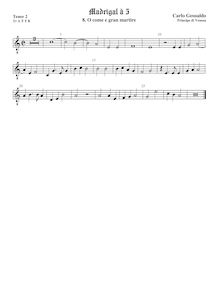 Partition ténor viole de gambe 3, octave aigu clef, Madrigali a Cinque Voci [Libro secondo] par Carlo Gesualdo