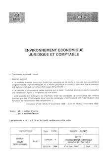 Bp banque environnement economique  juridique et comptable 2004