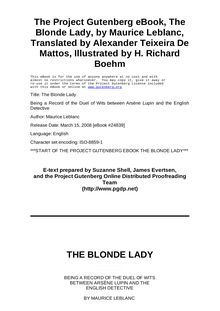The Blonde Lady - Being a Record of the Duel of Wits between Arsène Lupin and the English Detective