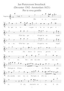 Partition Superius (A) en aigu enregistrement  notation, Rimes francaises et italiennes par Jan Pieterszoon Sweelinck