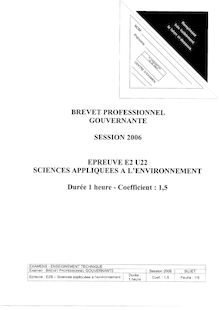 Sciences appliquées à l environnement 2006 BP - Gouvernante