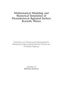 Mathematical modeling and numerical simulation of piezoelectrical agitated surface acoustic waves [Elektronische Ressource] / vorgelegt von Andreas Gantner
