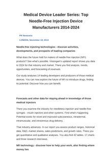 Medical Device Leader Series: Top Needle-Free Injection Device Manufacturers 2014-2024