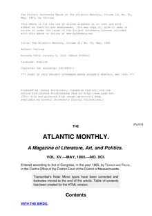 The Atlantic Monthly, Volume 15, No. 91, May, 1865