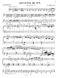 Partition violon 2 , partie, Souvenir de Spa, Servais, Adrien-François