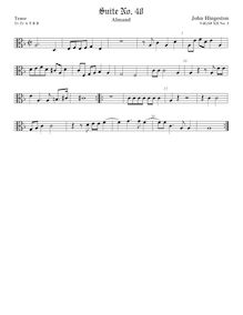 Partition ténor viole de gambe 2, alto clef, fantaisies et Almands pour 3 violes de gambe par John Hingeston
